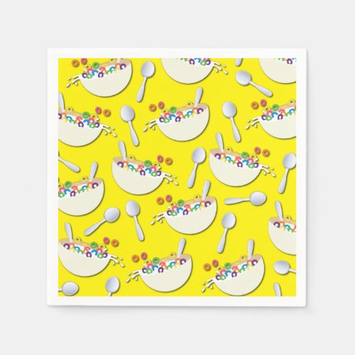 Cereal Bowl Kids Sleepover Birthday Party Cute Napkins