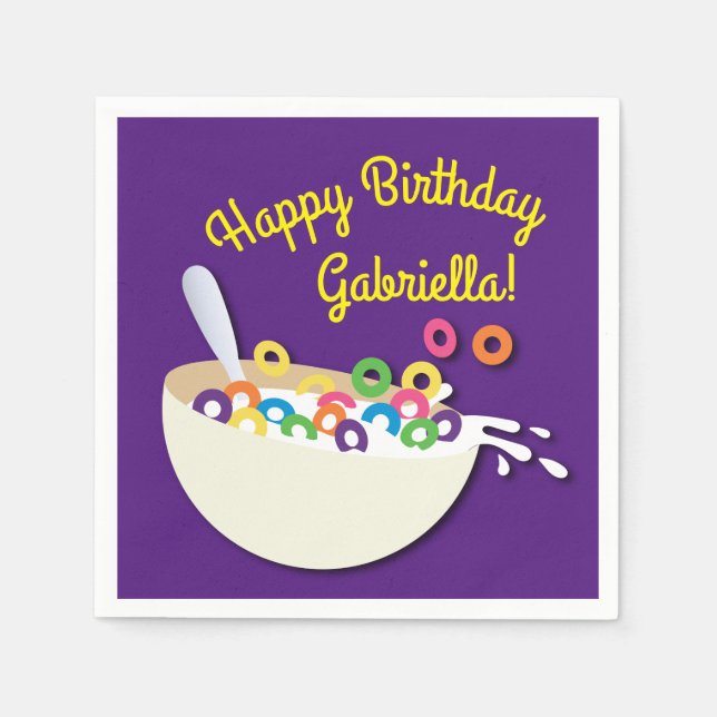 Cereal Bowl Kids Sleepover Birthday Party Cute Napkins (Front)