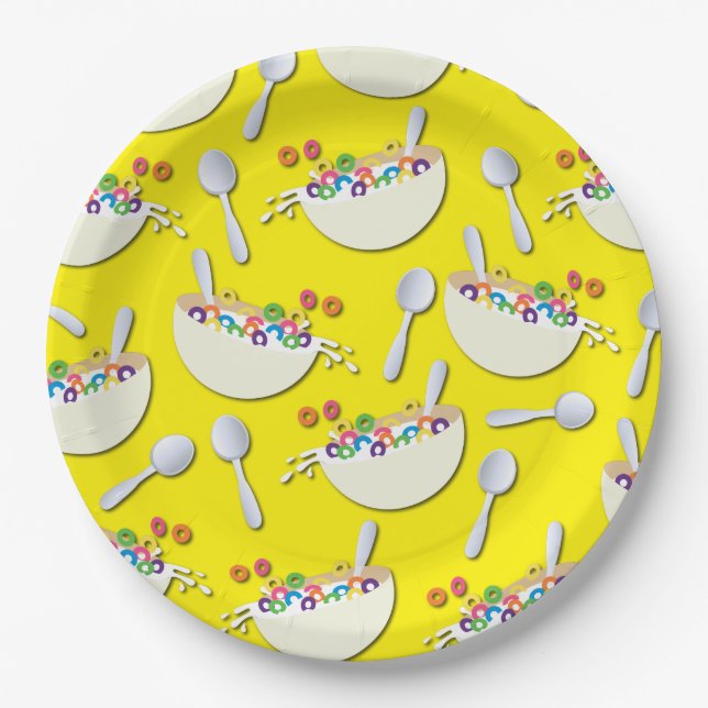 Cereal Bowl Kids Sleepover Birthday Party Cute Paper Plates (Front)