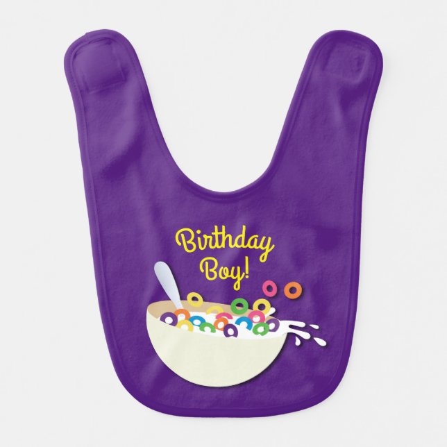 Cereal Bowl Sleepover Birthday Party Baby Bib (Front)