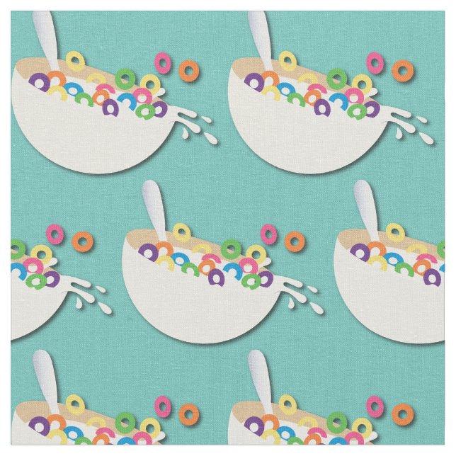 Cereal Bowls Cute Kids Fabric (Close Up)
