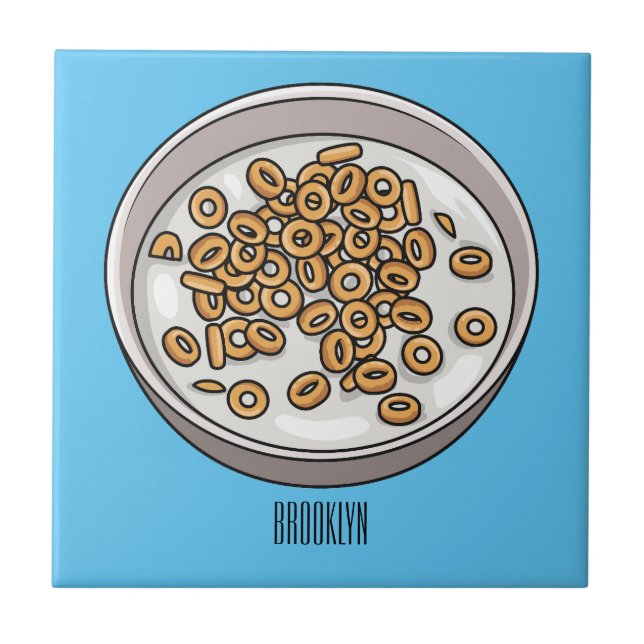 Cereal cartoon illustration ceramic tile (Front)