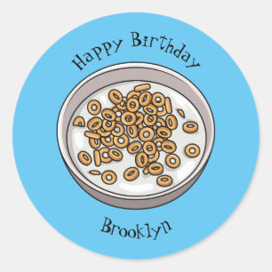 Cereal cartoon illustration classic round sticker