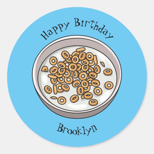 Cereal cartoon illustration  classic round sticker (Front)