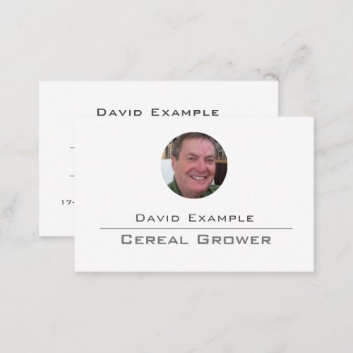 Cereal Grower with Photo of Holder Business Card