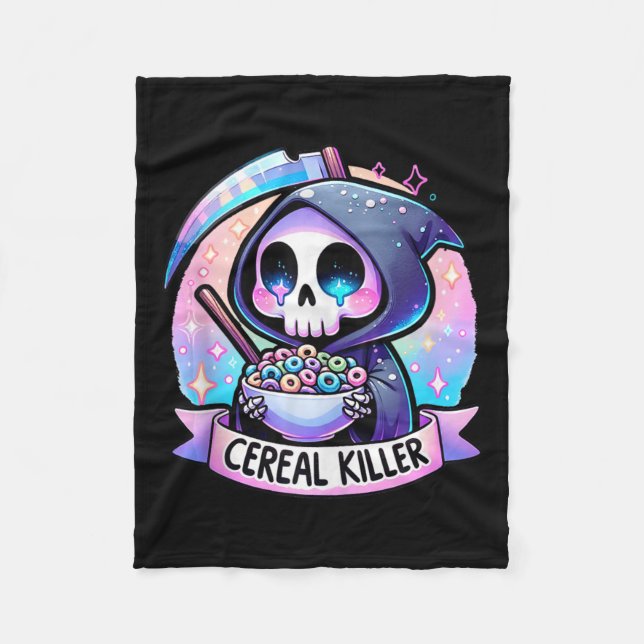 Cereal Killer Breakfast Cereal Bowl Cereals Skull  Fleece Blanket (Front)