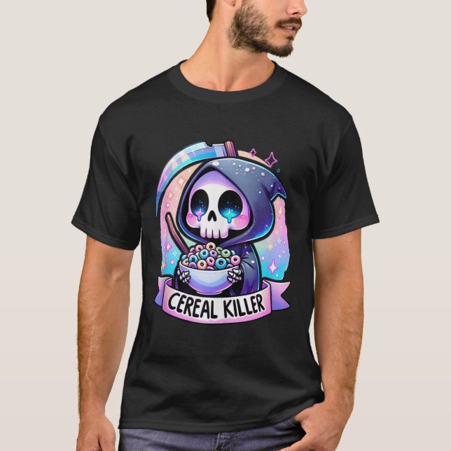 Cereal Killer Breakfast Cereal Bowl Cereals Skull  T-Shirt (Front)