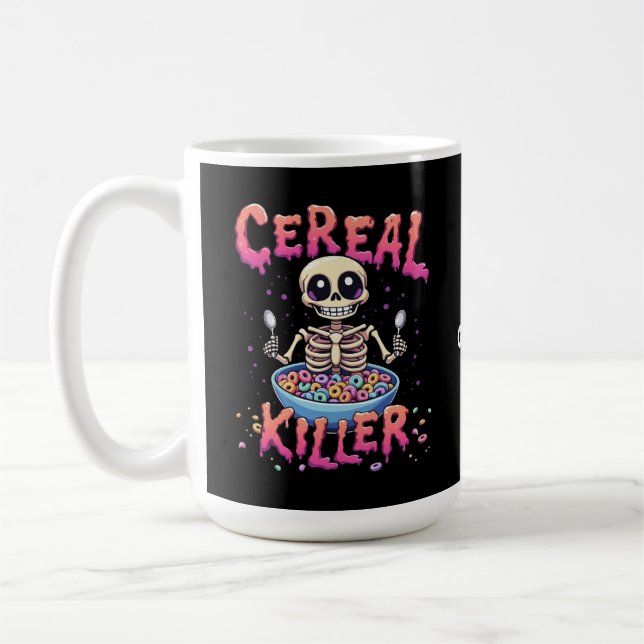 Cereal Killer Breakfast Funny Cereal Bowl Skeleton Coffee Mug (Left)