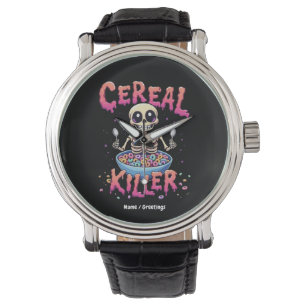 Cereal Killer Breakfast Funny Cereal Bowl Skeleton Watch