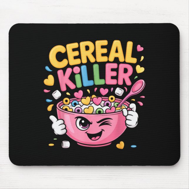 Cereal Killer Cartoon Bowl Funny Breakfast  Mouse Pad (Front)