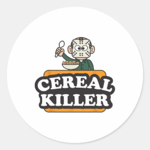 Cereal Killer Food Pun Humor Costume Fun Halloween Classic Round Sticker