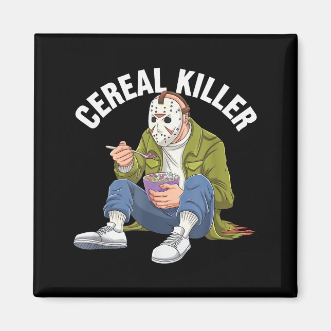 Cereal Killer Funny Halloween Horror Movie Masked  Magnet (Front)