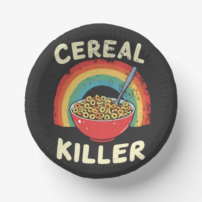 Cereal Killer Mens Food Pun True Crime Paper Bowls (Front)