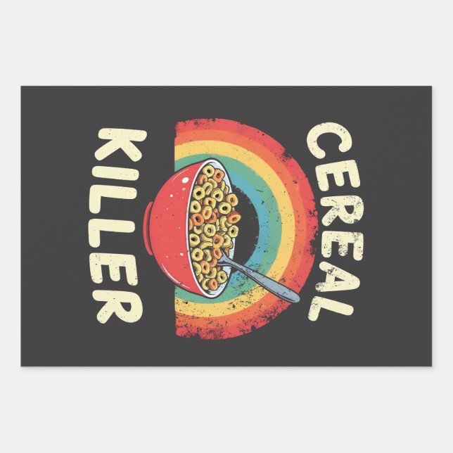 Cereal Killer Mens Food Pun True Crime Wrapping Paper Sheets (Front)