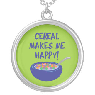 Cereal Makes Me Happy Silver Plated Necklace