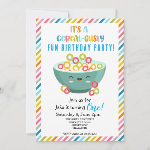 Cereal_ously Fun Birthday Party  Invitation