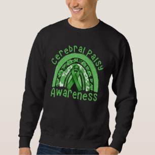 Cerebral Palsy Awareness Green Ribbon Rainbow Leop Sweatshirt