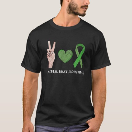 Cerebral Palsy Awareness Month Peace Love Hope Bra T_Shirt