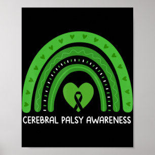Cerebral Palsy Awareness Month Retro Rainbow Brain Poster