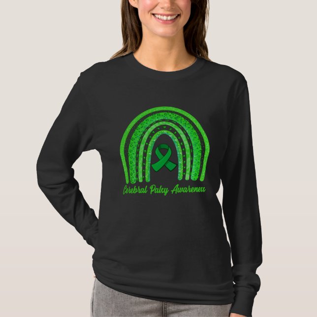 Cerebral Palsy Awareness Month Retro Rainbow Brain T-Shirt (Front)