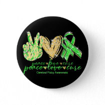 Cerebral Palsy Awareness Peace Love Cure Costume Button