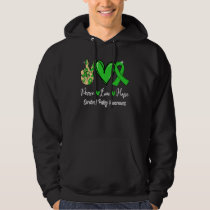 Cerebral Palsy Awareness Peace Love Hope Green Rib Hoodie