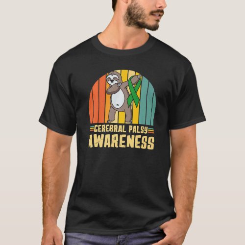Cerebral Palsy Awareness Ribbon Dabbing Sloth Warr T-Shirt