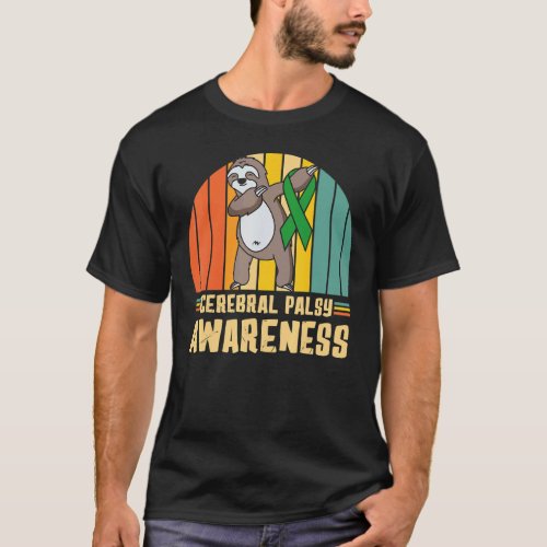 Cerebral Palsy Awareness Ribbon Dabbing Sloth Warr T-Shirt