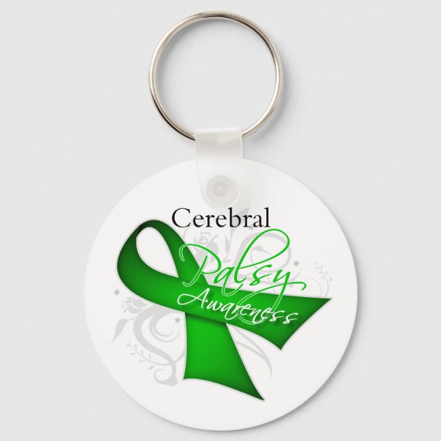 Cerebral Palsy Awareness Ribbon Keychain (Front)