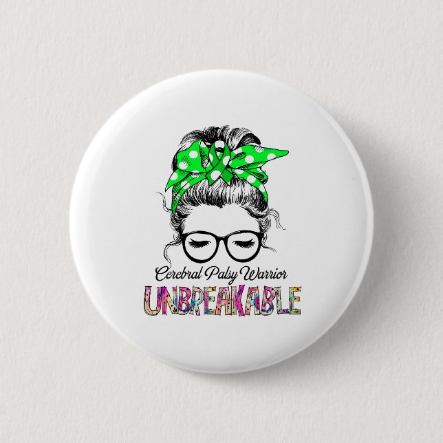 Cerebral Palsy Awareness Ribbon Support Gifts Button (Front)