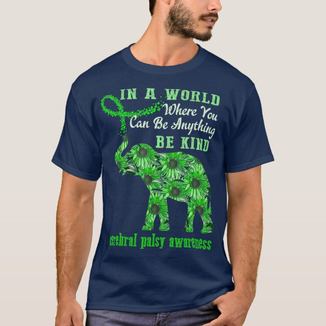 Cerebral Palsy Awareness Sunflower Elephant and T-Shirt (Front)