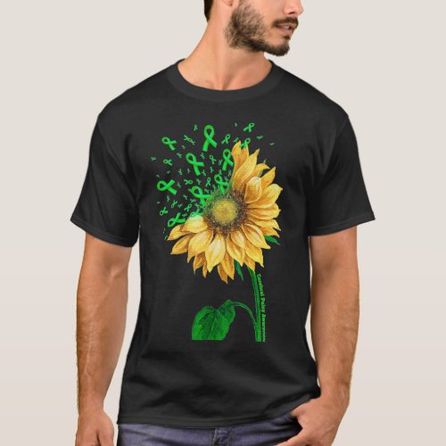 CEREBRAL PALSY AWARENESS Sunflower Green Ribbon T_Shirt