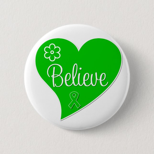 Cerebral Palsy Believe Heart Pinback Button (Front)