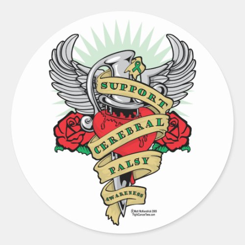 Cerebral Palsy Dagger Classic Round Sticker