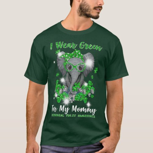 Cerebral Palsy Elephant I Wear Green CP Mommy  T_Shirt