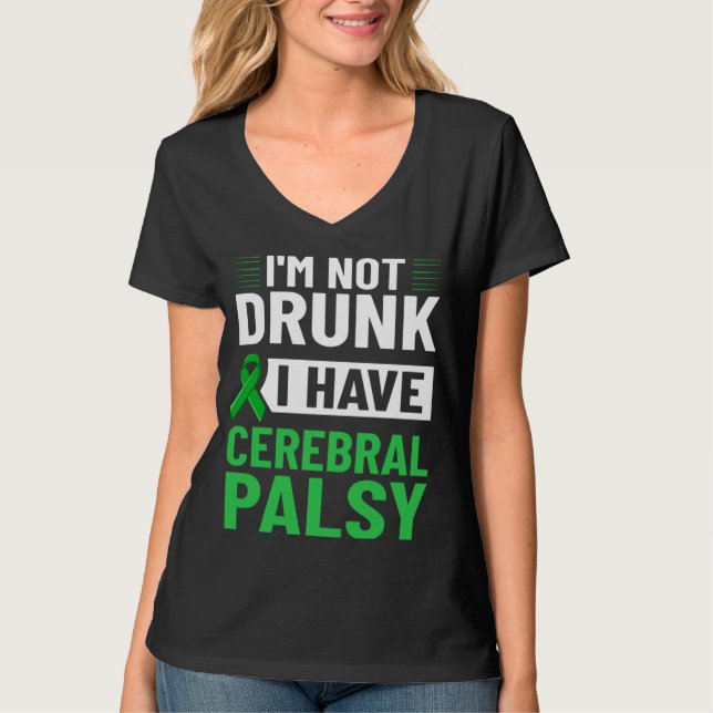 Cerebral Palsy Green Ribbon Brain Damage Awareness T-Shirt (Front)