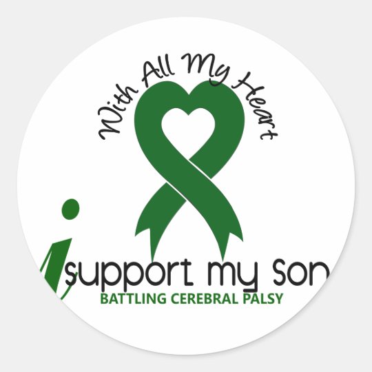 Cerebral Palsy I Support My Son Classic Round Sticker