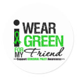 Cerebral Palsy I Wear Green Ribbon For My Friend Classic Round Sticker