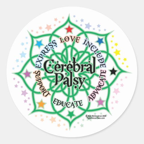 Cerebral Palsy Lotus Classic Round Sticker