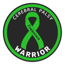 Cerebral Palsy Warrior Ribbon Black Round Sticker