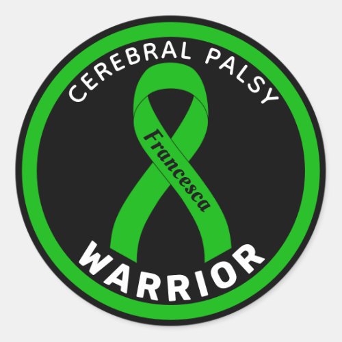 Cerebral Palsy Warrior Ribbon Black Round Sticker