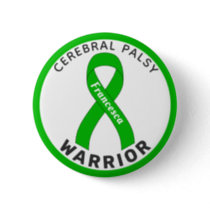 Cerebral Palsy Warrior Ribbon White Button