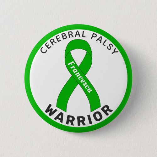 Cerebral Palsy Warrior Ribbon White Button