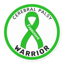 Cerebral Palsy Warrior Ribbon White Round Sticker