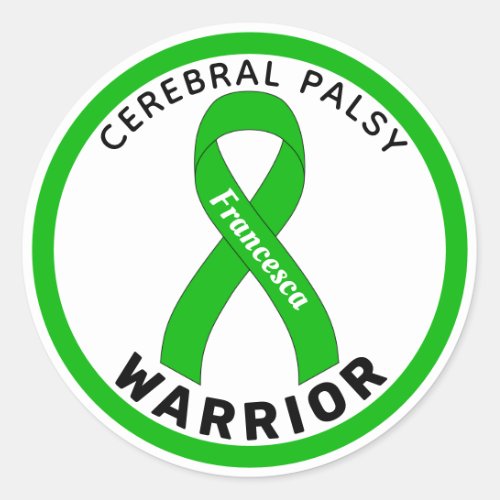 Cerebral Palsy Warrior Ribbon White Round Sticker