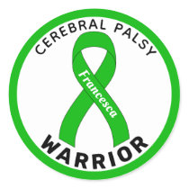 Cerebral Palsy Warrior Ribbon White Round Sticker