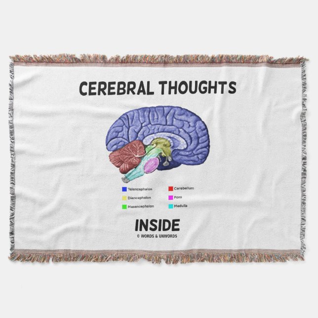 Cerebral Thoughts Inside Thoughtful Brain Humor Throw Blanket (Front)