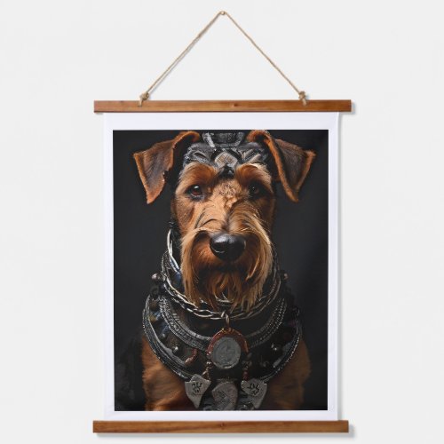 Ceremonial Airedale Terrier in Warrior Attire Hanging Tapestry