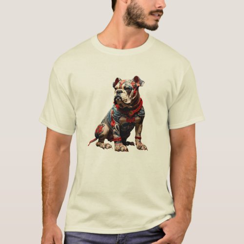 Ceremonial English Bulldog in Warrior Attire T_Shirt