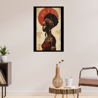Ceremonial Goddess: African Art Woman Oil Painting Poster